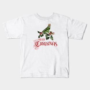 Christmas Illustration with Bird Kids T-Shirt